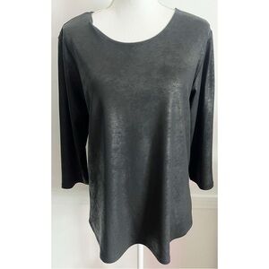 Joseph Ribkoff • Shiny Matte Combo Black Blouse